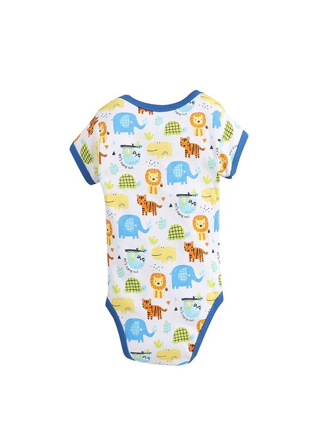 TiniBerry Cotton Baby Bodysuit Short Sleeve Half Romper Pack of 3 Soft & Comfortable for Kids (6-9 Months, Blue) - Image 3