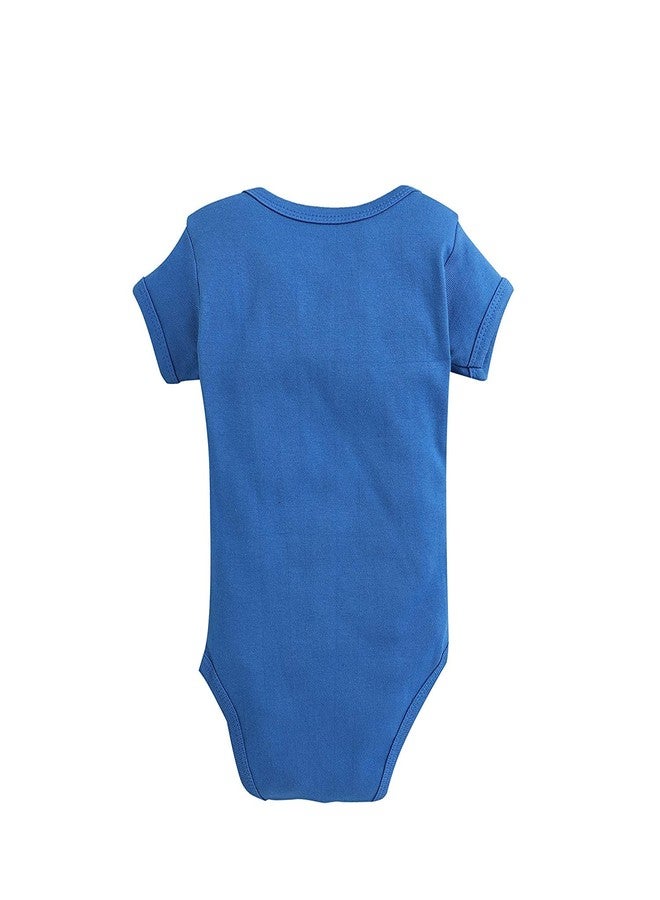 TiniBerry Cotton Baby Bodysuit Short Sleeve Half Romper Pack of 3 Soft & Comfortable for Kids (6-9 Months, Blue) - Image 5