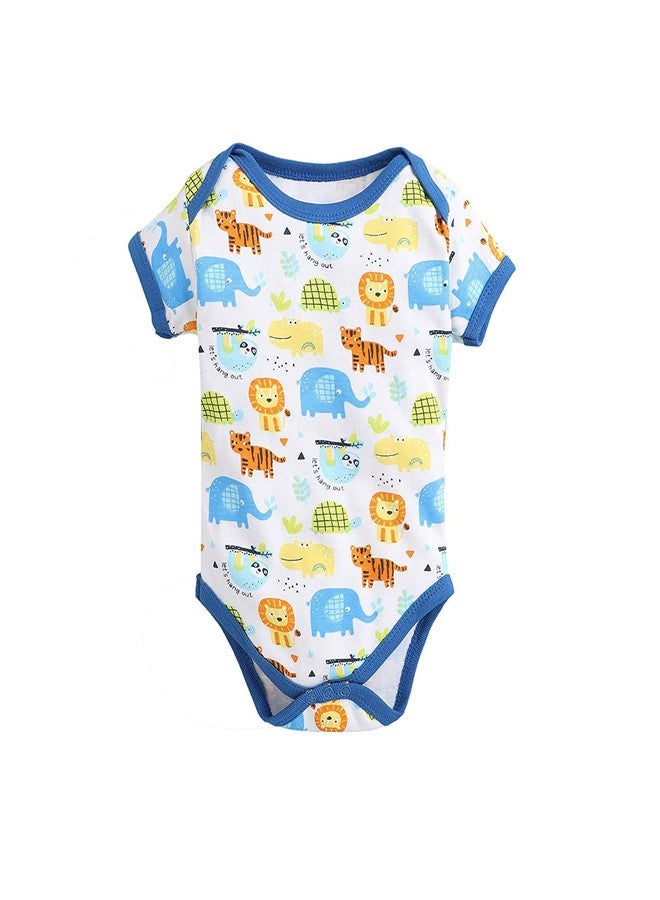 TiniBerry Cotton Baby Bodysuit Short Sleeve Half Romper Pack of 3 Soft & Comfortable for Kids (6-9 Months, Blue) - Image 2