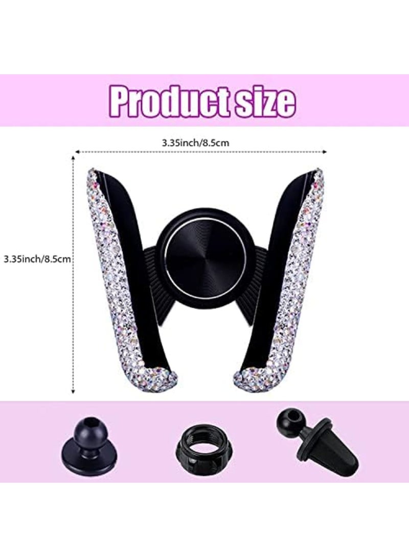 Bling Car Phone Holder Mini Car Dash Air Vent Automatic Phone Mount Universal, 360°Adjustable and Stable Triangle Support, Crystal Auto Car Stand Phone Holder Accessories for Women and Girls (Pink) - Image 5