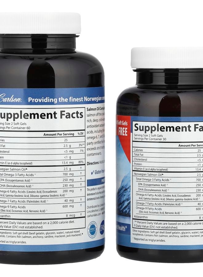 Carlson زيت السلمون الكامل 180 كبسولة لينة - Image 2
