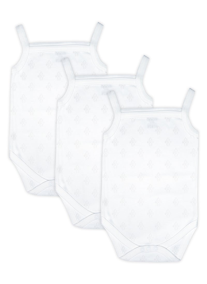 Babies Basic - BabiesBasic Super Combed Cotton, Sleeveless Printed Bodysuit, for New Born to 24months. Set of 3, White - Image 1