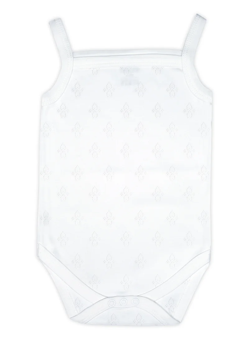 Babies Basic BabiesBasic Super Combed Cotton, Sleeveless Printed Bodysuit, for New Born to 24months. Set of 3, White