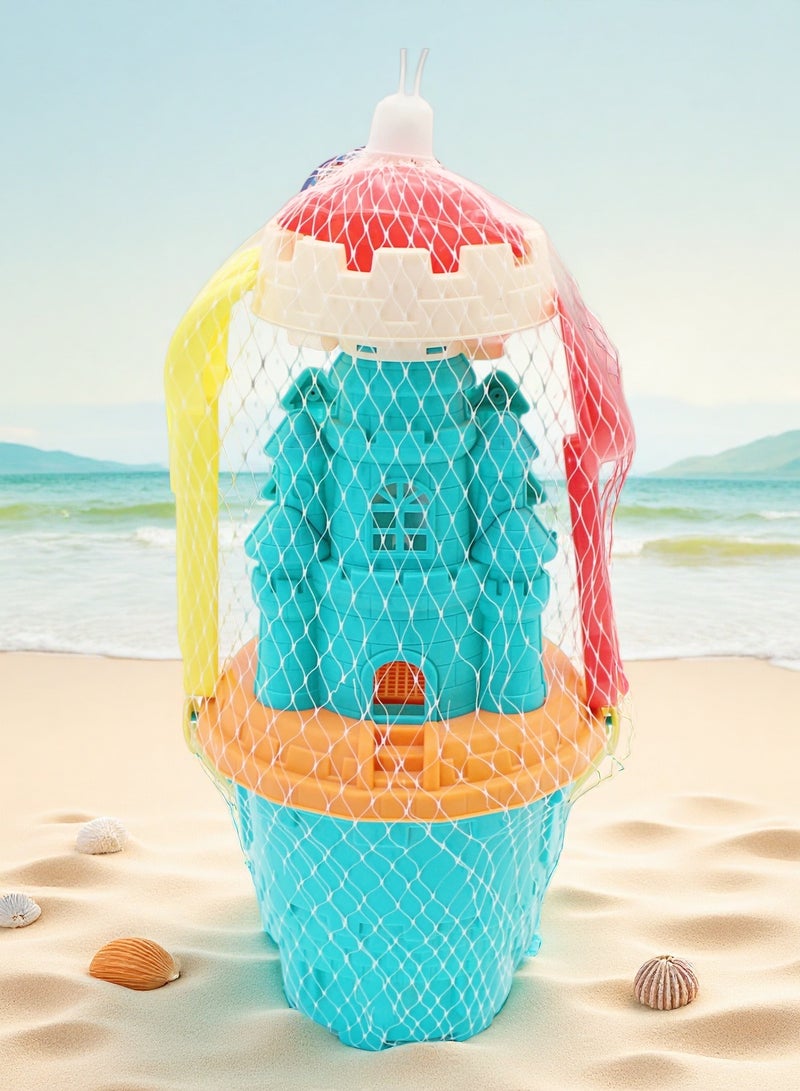 EASY FUTURE Beach Sand Toys Set Castle Bucket Sand Toys Complete Digging Shovel Rake Animal Sand Molds Smooth Edge Outdoor Backyard Sandbox Pretend Castle Building Play Kit NO.1903 - Image 1