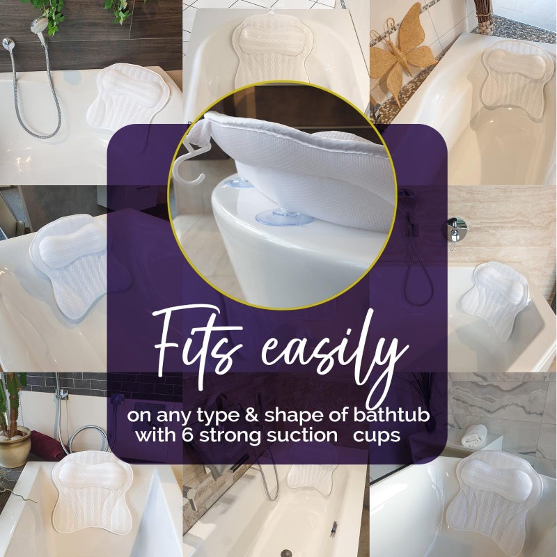 KANDOONA Bath Pillow - Bath Pillows for Tub Neck & Back Support, Luxury Bathtub Pillows for Head & Neck, Soaking, Bubble Bath & Spa, Bathtub Accessories for Women - Gifts for Women,Wife,Girlfriend,Best Friend - Image 5