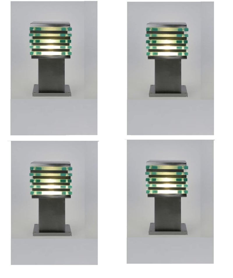 DENICRAAS Gate Light for Home - Silver Metal Outdoor Lamp Post Light for Porch/Pillar, Decorative Exterior (Pack of 4) - Image 1