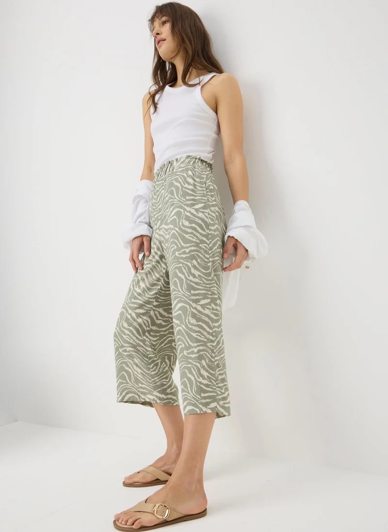 Matalan Sage Green Zebra Print Cropped Trousers