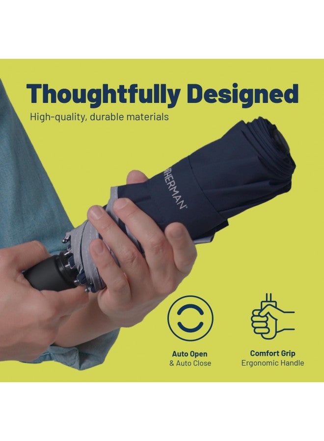 Weatherman Weatherman Travel Umbrellas for Rain - Compact Umbrella Windproof - Small Mini Umbrella - Portable Pocket Umbrella Auto Open Folding Foldable Car Umbrella - Backpack, Purse Rain Umbrellas (Black)  - Image 3