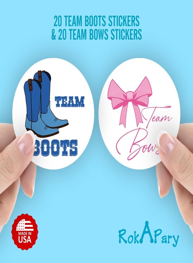 RokAPary 40 Team Bows Team Boots Gender Reveal Stickers, 2 Inch Big Round Glossy Labels, Pink and Blue Decals, Great for Baby Shower Party Favors, Boy or Girl Tags, DYI Games and Supplies. Made in USA - Image 2