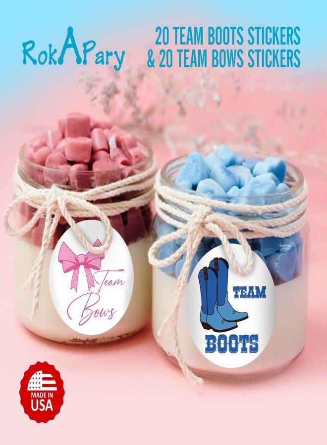 RokAPary 40 Team Bows Team Boots Gender Reveal Stickers, 2 Inch Big Round Glossy Labels, Pink and Blue Decals, Great for Baby Shower Party Favors, Boy or Girl Tags, DYI Games and Supplies. Made in USA - Image 5
