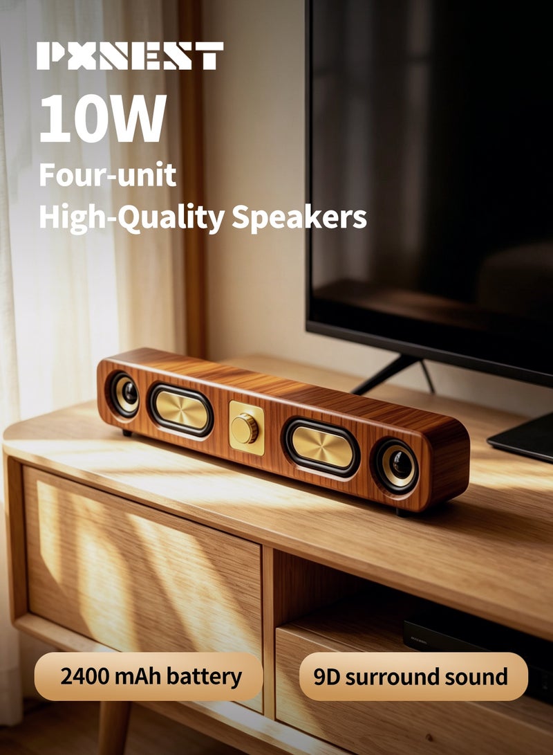 Pxnest 10W Bluetooth Soundbar Speaker, 9D Surround Sound Four-Unit Audio System, Type-C Plug-and-Play Wireless Speaker with AUX/TF/USB Support - Image 2