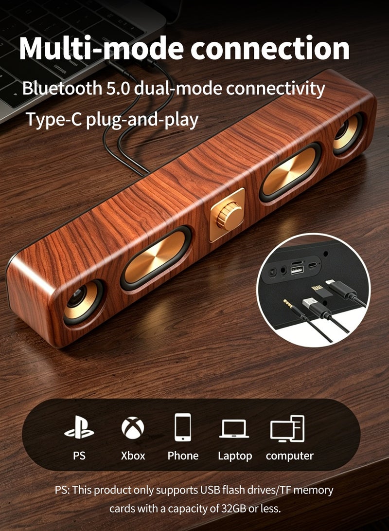 Pxnest 10W Bluetooth Soundbar Speaker, 9D Surround Sound Four-Unit Audio System, Type-C Plug-and-Play Wireless Speaker with AUX/TF/USB Support - Image 3