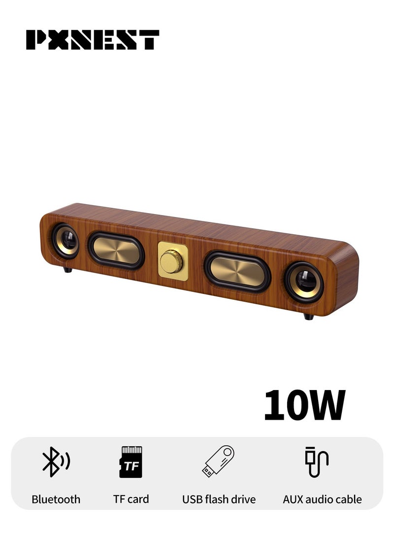 Pxnest 10W Bluetooth Soundbar Speaker, 9D Surround Sound Four-Unit Audio System, Type-C Plug-and-Play Wireless Speaker with AUX/TF/USB Support - Image 1