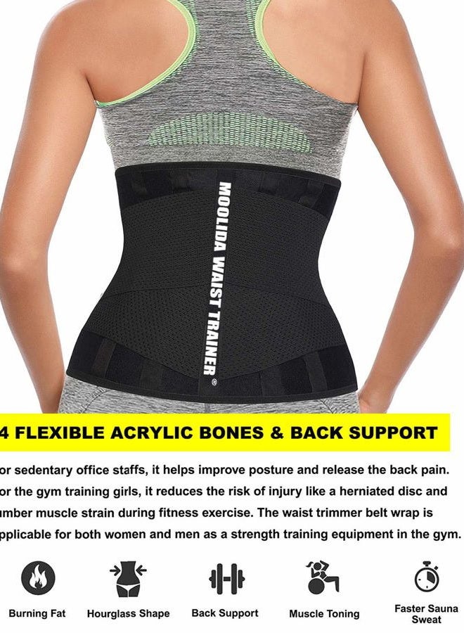 Moolida (Large(80cm - 90cm waist), Black) - Waist Trainer Belt for Women & Man Waist Trimmer Weight Loss Workout Fitness Back Support Belts - Image 3