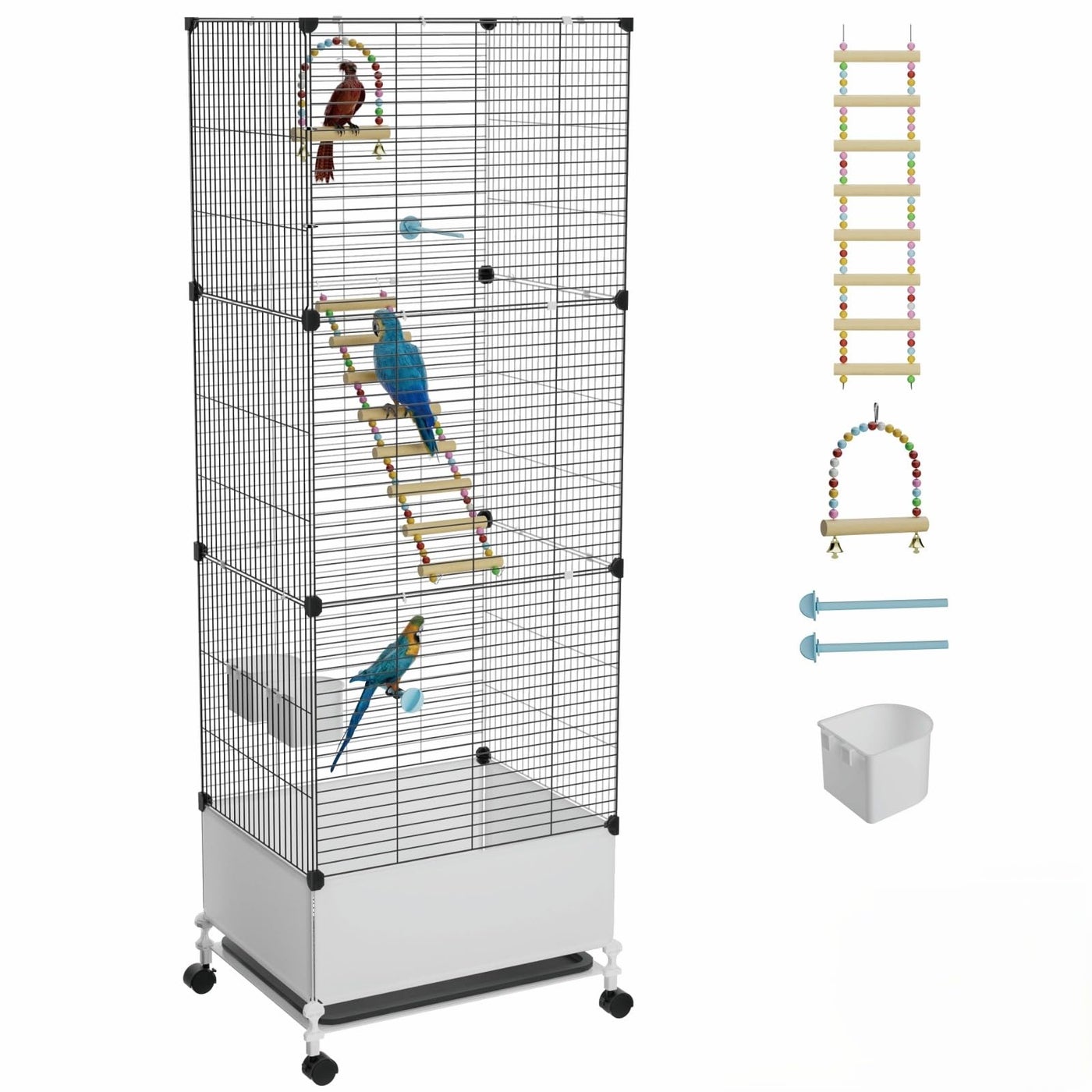 STILLCOVE Extra Large Bird Cage, Black Parakeet Cages with Rolling Stand & Wheels, Wide Birdcage for Parrots Cockatiels Conure Budgie Canary Finch Lovebird