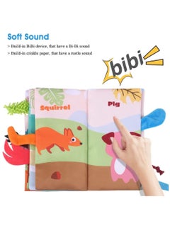 KASTWAVE Soft Baby Book for Babies 0-3-6-12 Months, Interactive 3D Baby Cloth Books, Newborn Toys Gifts Car Seat Toys Hanging Toys Crinkle Tail Book for Baby Present  - Image 4