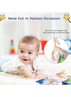 KASTWAVE Soft Baby Book for Babies 0-3-6-12 Months, Interactive 3D Baby Cloth Books, Newborn Toys Gifts Car Seat Toys Hanging Toys Crinkle Tail Book for Baby Present  - Image 3