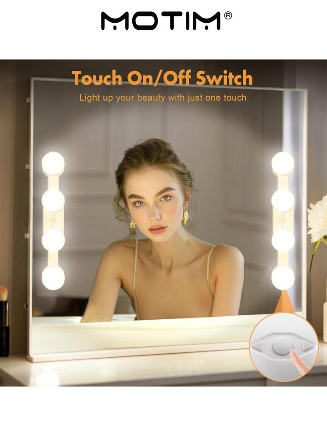 Motim LED Make Up Light Cordless Rechargeable LED Vanity Mirror Light with 4 Bulbs Suction Cup Installation Dressing Table for Bathroom Makeup Dressing Table (White)  - Image 2