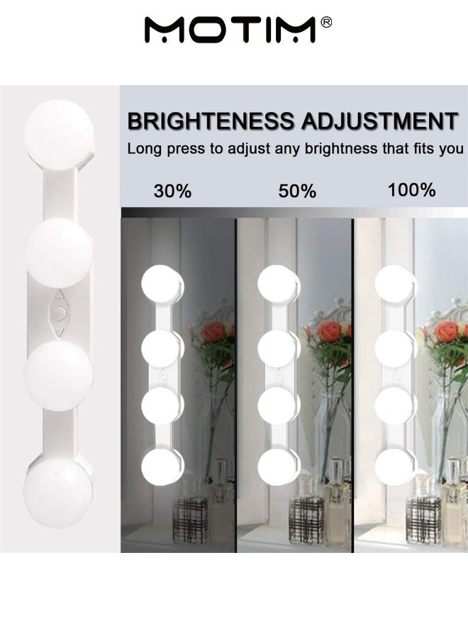 Motim LED Make Up Light Cordless Rechargeable LED Vanity Mirror Light with 4 Bulbs Suction Cup Installation Dressing Table for Bathroom Makeup Dressing Table (White)  - Image 3
