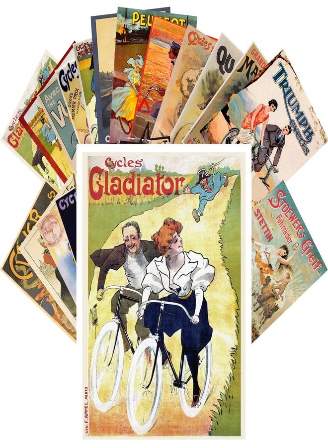 PIXILUV Vintage PostCards 24 pcs Bikes Cycling Vintage Ads Posters Art Deco - Image 1