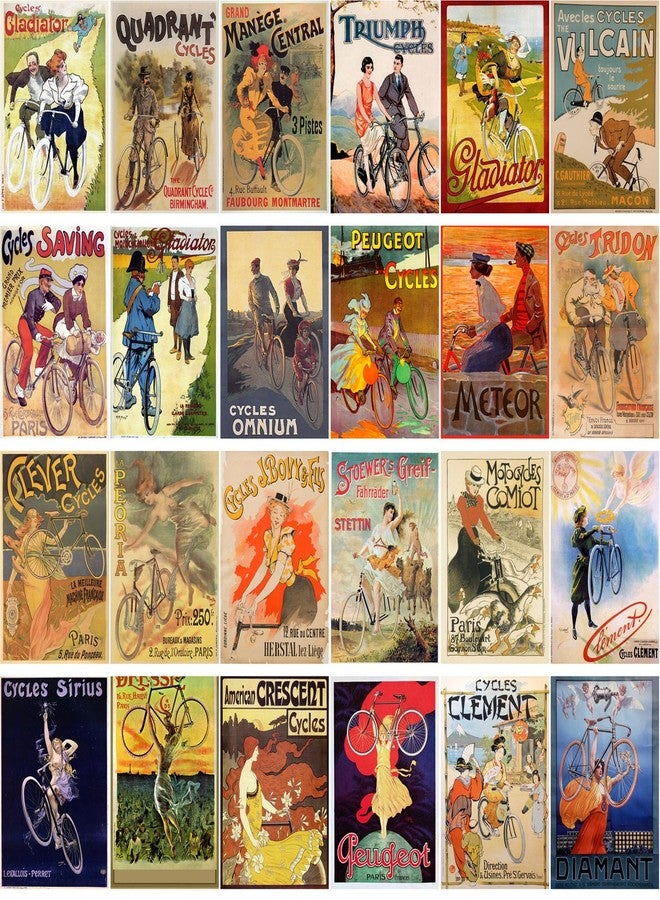 PIXILUV Vintage PostCards 24 pcs Bikes Cycling Vintage Ads Posters Art Deco - Image 2