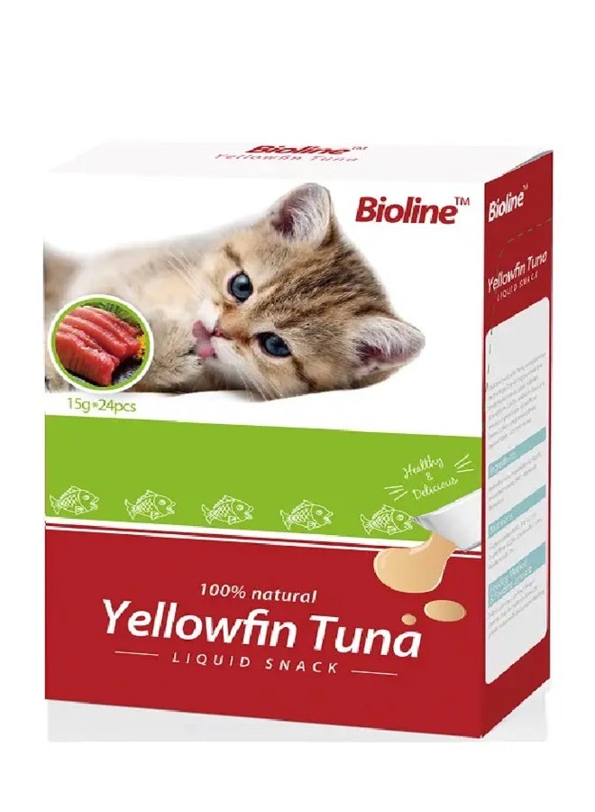 Bioline Cat Treats Yellowfin Tuna - 15G (Pack Of 24)