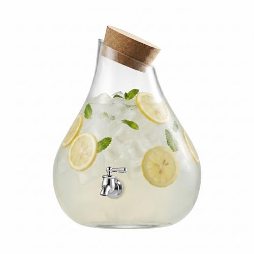Style Setter Beverage Dispenser Cold Drink Dispenser Glass Jug, Metal Stand & Leak-Proof Acrylic Spigot Great for Parties, Weddings & More (2.5 Gallon, Glass with Cork Lid) - Image 1