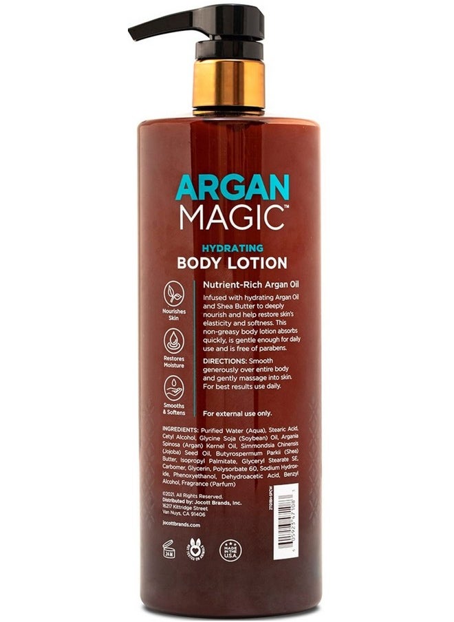 ARGAN MAGIC Hydrating Body Lotion With Argan Oil & Shea Butter For Dry Skinnourishes Skin Restores Moisture Smooths & Softens Nongreasy Formula Paraben Free (32 Oz)  - Image 2