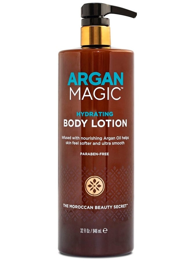 ARGAN MAGIC Hydrating Body Lotion With Argan Oil & Shea Butter For Dry Skinnourishes Skin Restores Moisture Smooths & Softens Nongreasy Formula Paraben Free (32 Oz)  - Image 1