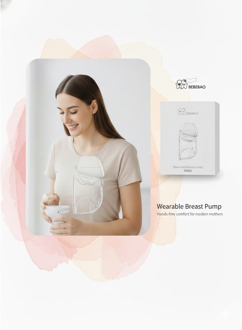 بيبيباو مضخة ثدي سمارت قابلة للارتداء وإعادة الشحن - بدون استخدام اليدين سعة ٨ أونصات ٣ أوضاع آمنة خالية من مادة BPA من بيبي باو - Image 1