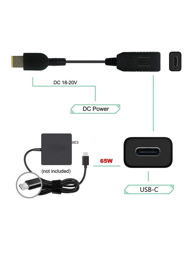 Chenyang كابل شحن محاكي PD بقوة 65 واط من USB C إلى قابس طاقة مستطيل ThinkPad X1 11.0 * 4.5 مم - Image 2