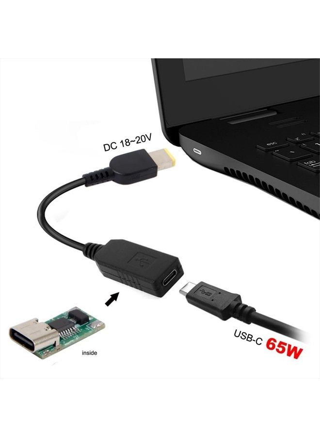 Chenyang كابل شحن محاكي PD بقوة 65 واط من USB C إلى قابس طاقة مستطيل ThinkPad X1 11.0 * 4.5 مم - Image 3