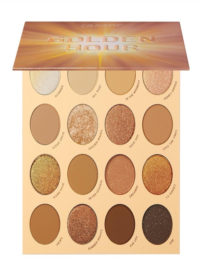 ColourPop Golden Hour Eyeshadow Palette - Sunset Tone Eye Makeup Palette with Duo-Chrome, Metallic, Matte Sparkle & Glitter Finishes - High-Pigment Eye Makeup with a Long-Wearing Formula (0.67 oz) - Image 1