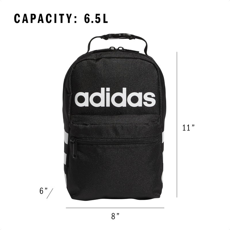 adidas Santiago Lunch Bag Cooler for Women and Men, Insulated Food Container Box with Mesh Pocket, Black/White/2.0, One Size - Image 5