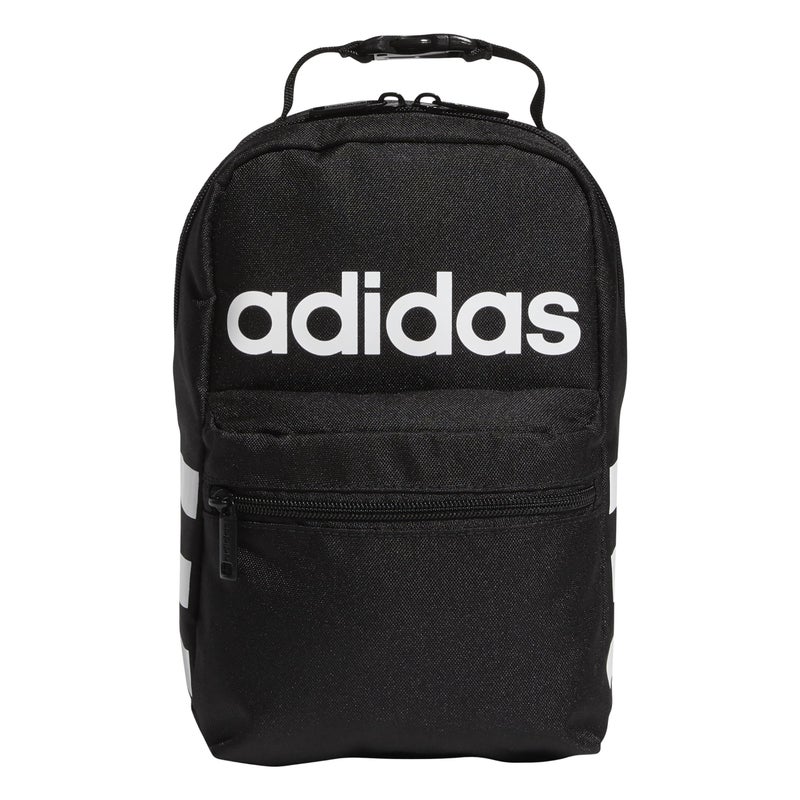 adidas Santiago Lunch Bag Cooler for Women and Men, Insulated Food Container Box with Mesh Pocket, Black/White/2.0, One Size - Image 1
