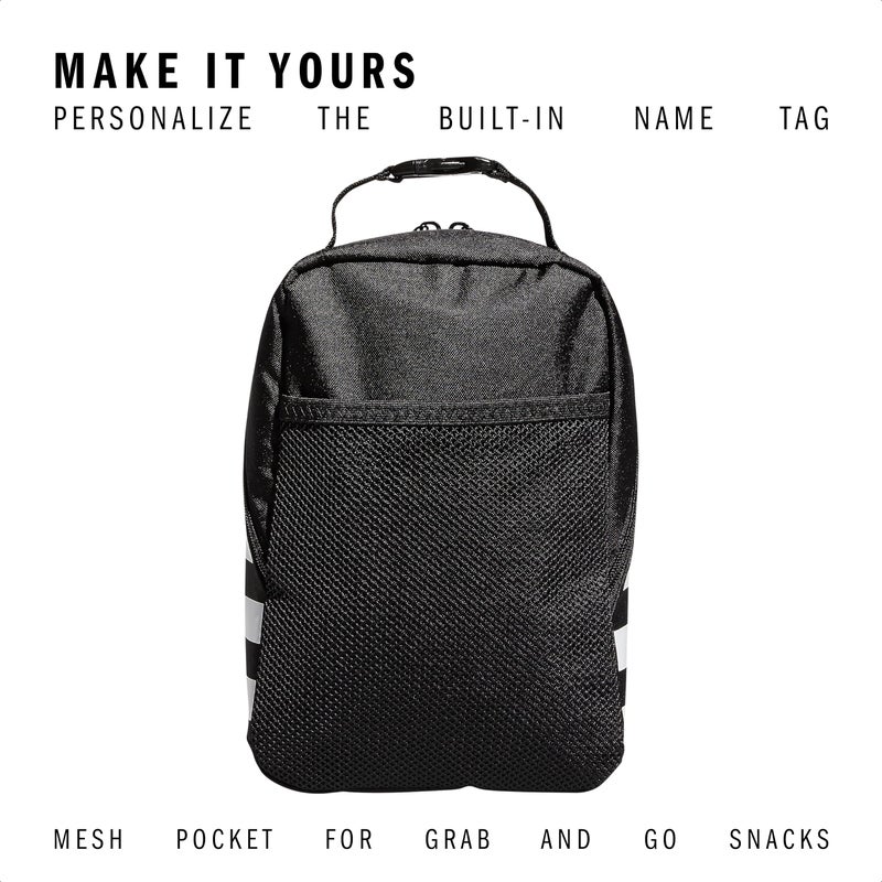 adidas Santiago Lunch Bag Cooler for Women and Men, Insulated Food Container Box with Mesh Pocket, Black/White/2.0, One Size - Image 4