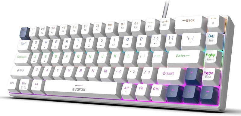 EvoFox Katana S Mini Wired Mechanical Keyboard | Hot Swappable Silent Red Switches | Compact 68-Key Layout | Vivid Rainbow Backlight | Frequency of - Image 1