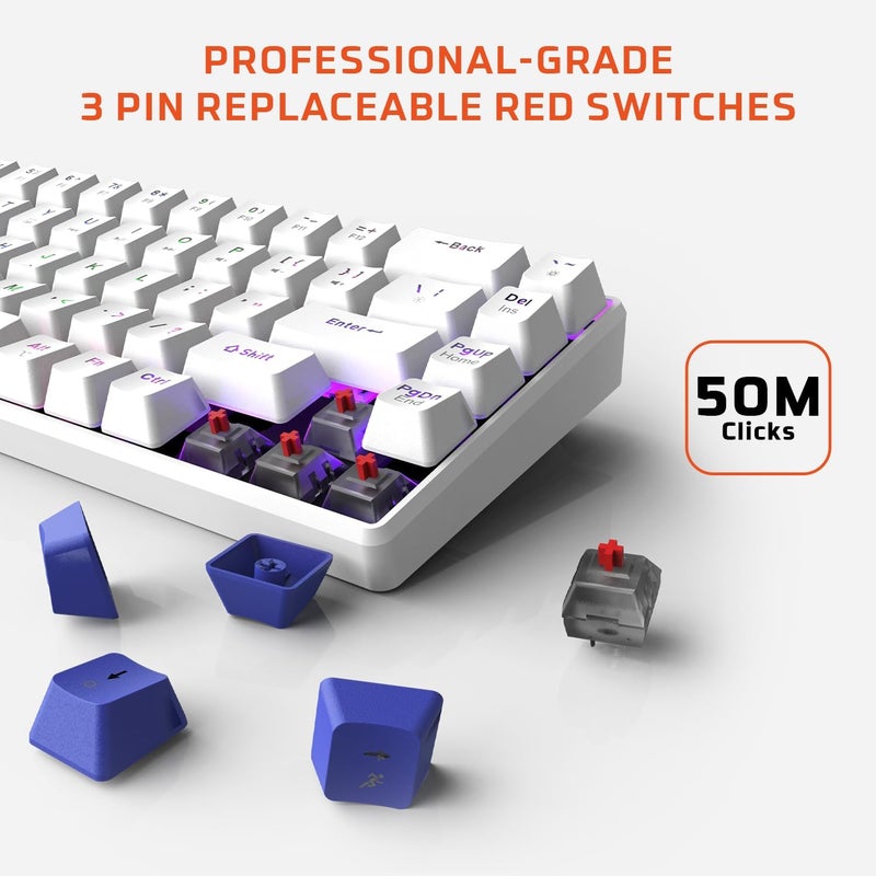 EvoFox Katana S Mini Wired Mechanical Keyboard | Hot Swappable Silent Red Switches | Compact 68-Key Layout | Vivid Rainbow Backlight | Frequency of - Image 2
