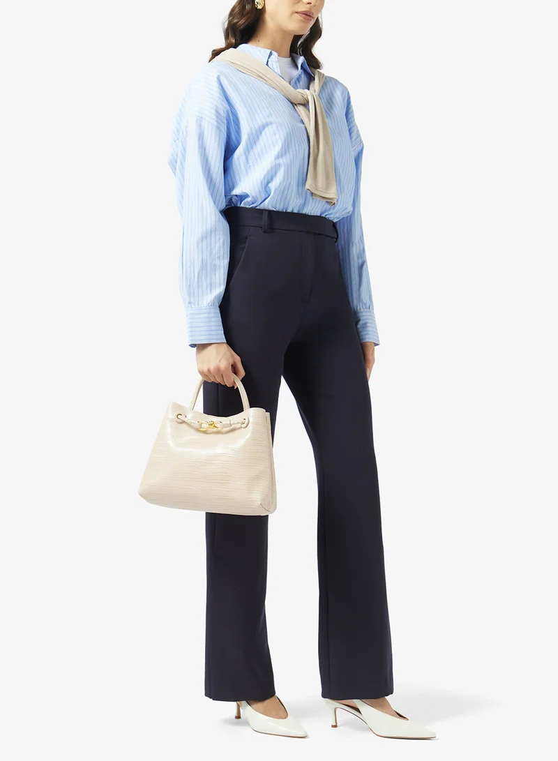 Ella White Textured Detailed Tote Bag for Women | Best Price UAE