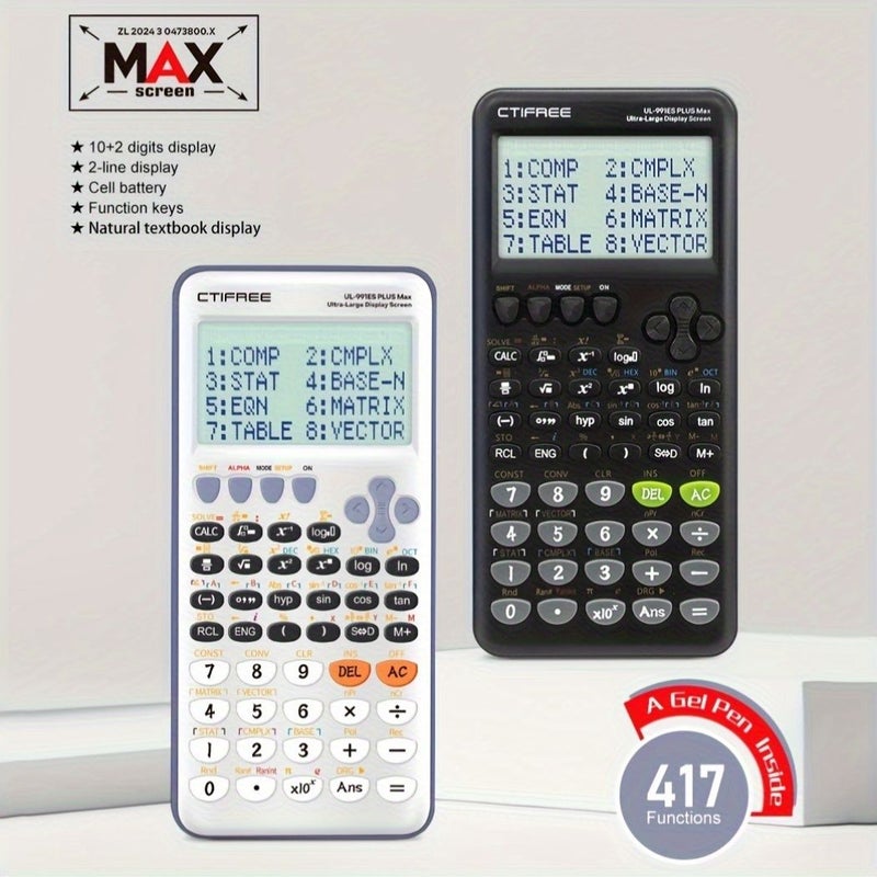 2 Black Scientific Calculators 417 Functions Large Display For Students And Office - Image 1