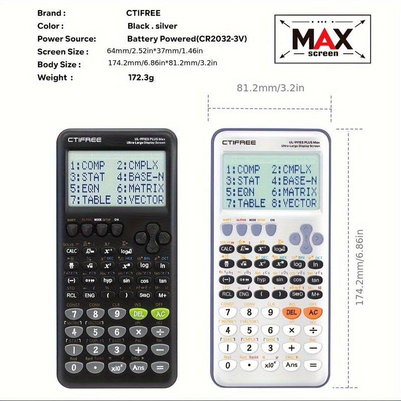 2 Black Scientific Calculators 417 Functions Large Display For Students And Office - Image 2