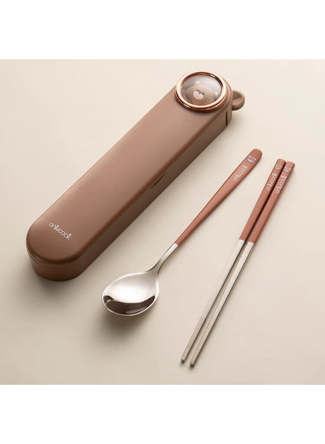 Onlycook Onlycook 304 Stainless Steel Portable Tableware Set For Students And Children, Chopsticks And Spoon Set With Storage Box - Little Deer - Image 2
