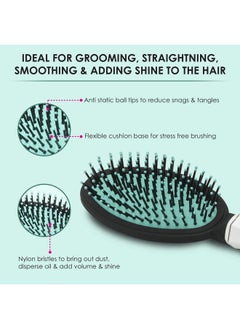 AGARO Classic Cushion Hair Brush With Strong & Flexible Nylon Bristles Having Anti Static Ball Tips For Grooming Straightening Detangling Hair Ideal For Men Women & Kids Cyan  - Image 3