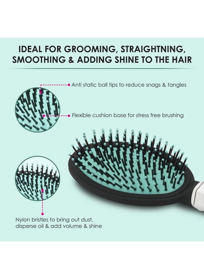 AGARO Classic Cushion Hair Brush With Strong & Flexible Nylon Bristles Having Anti Static Ball Tips For Grooming Straightening Detangling Hair Ideal For Men Women & Kids Cyan  - Image 3