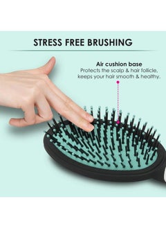 AGARO Classic Cushion Hair Brush With Strong & Flexible Nylon Bristles Having Anti Static Ball Tips For Grooming Straightening Detangling Hair Ideal For Men Women & Kids Cyan  - Image 4