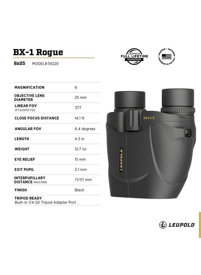 Leupold - BX-1 Rogue Binoculars, 8x25mm (59220) - Image 1