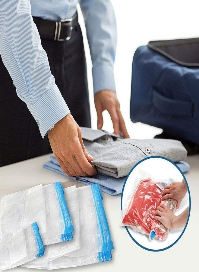 Smart Saver Polyethylene 12 Compression Bags for Travel No Pump or Vacuum Needed packing Bags for Roll Up reusable Space Bag, Saves upto 80% of Storage Vacuum Bags for packing Clothes, Transparent - Image 3