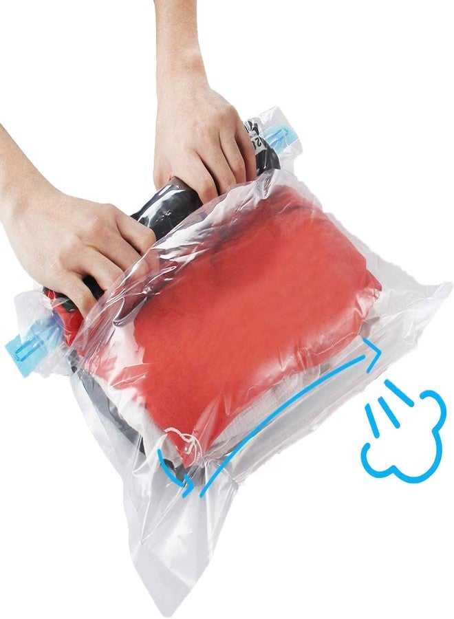 Smart Saver Polyethylene 12 Compression Bags for Travel No Pump or Vacuum Needed packing Bags for Roll Up reusable Space Bag, Saves upto 80% of Storage Vacuum Bags for packing Clothes, Transparent - Image 1
