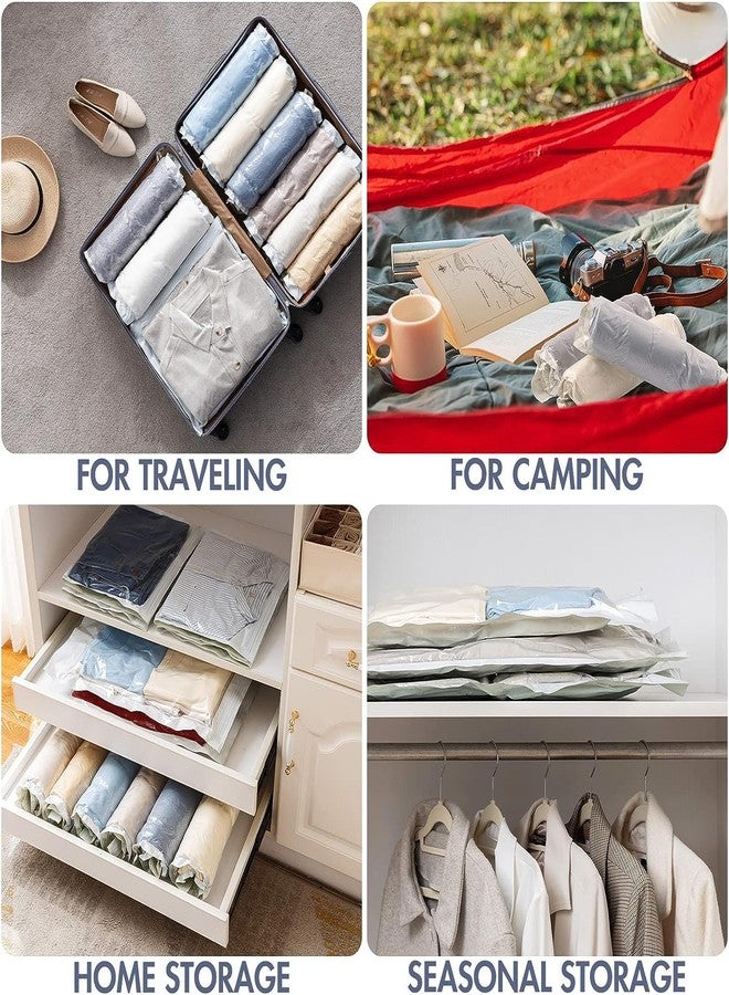 Smart Saver Polyethylene 12 Compression Bags for Travel No Pump or Vacuum Needed packing Bags for Roll Up reusable Space Bag, Saves upto 80% of Storage Vacuum Bags for packing Clothes, Transparent - Image 5