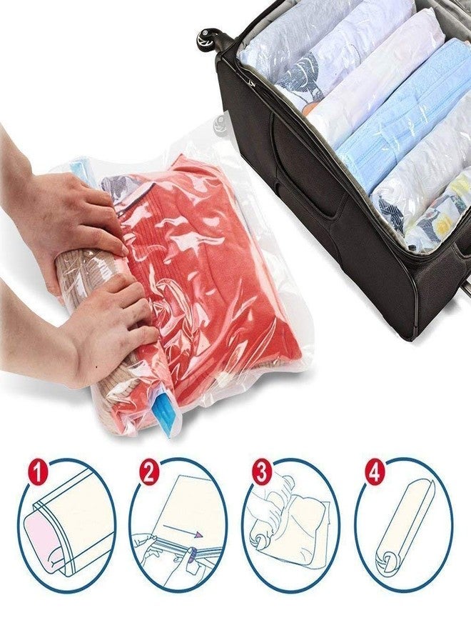 Smart Saver Polyethylene 12 Compression Bags for Travel No Pump or Vacuum Needed packing Bags for Roll Up reusable Space Bag, Saves upto 80% of Storage Vacuum Bags for packing Clothes, Transparent - Image 2